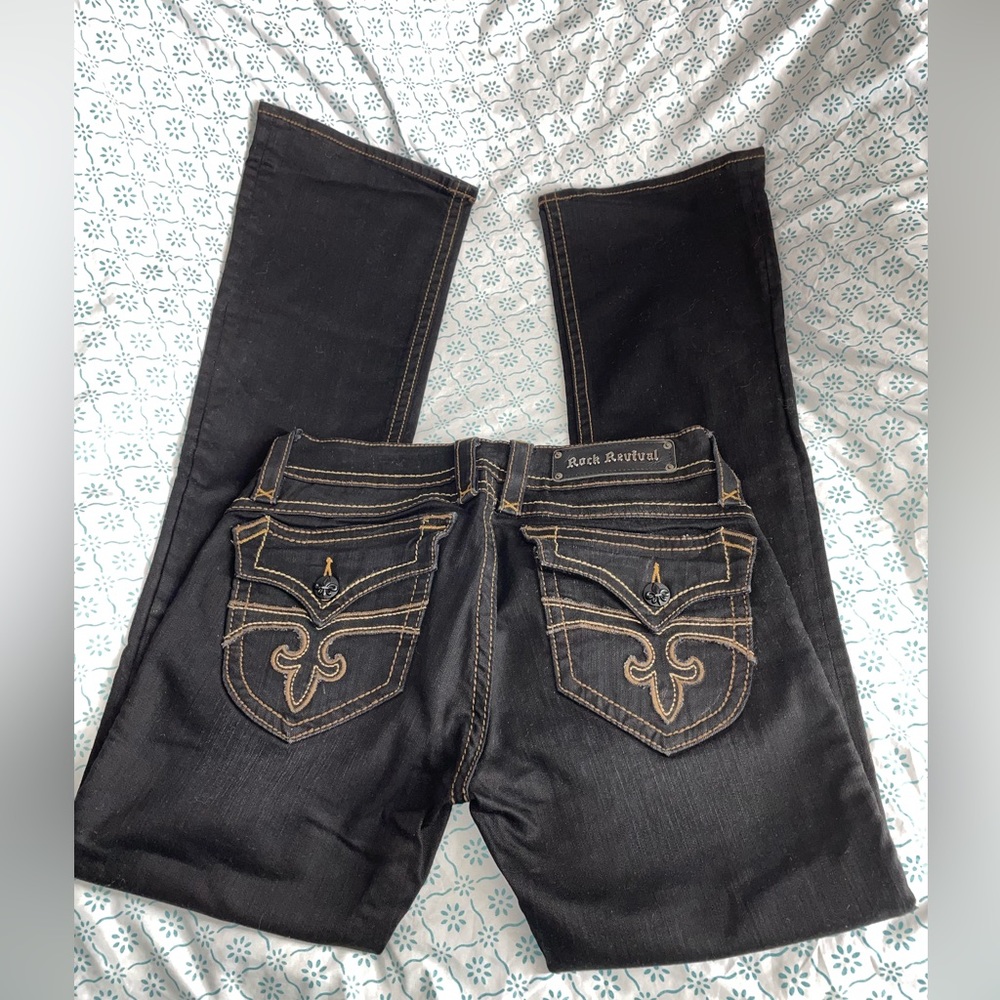 Rock Revival PATTI Black Boot Cut Jeans with Decorative Stitching